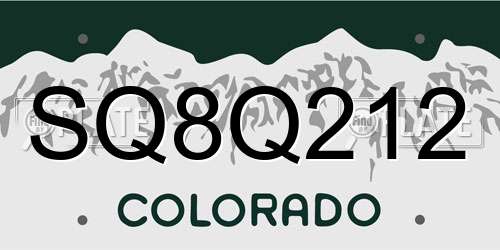 SQ8Q212 Colorado License Plate