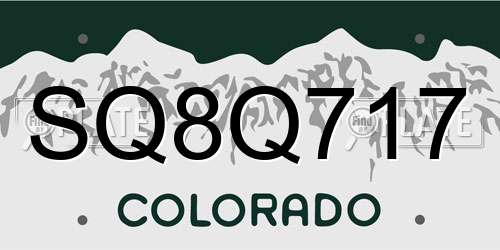 SQ8Q717 Colorado License Plate