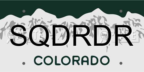 SQDRDR Colorado License Plate