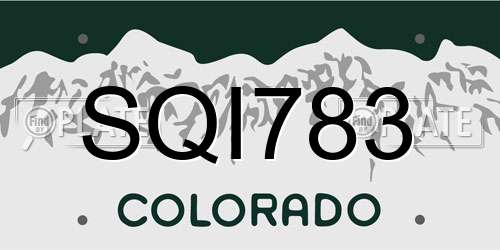 SQI783 Colorado License Plate