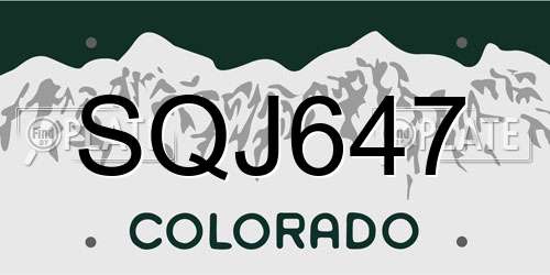 SQJ647 Colorado License Plate