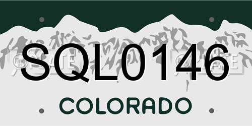SQL0146 Colorado License Plate