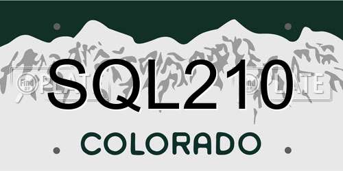 SQL210 Colorado License Plate