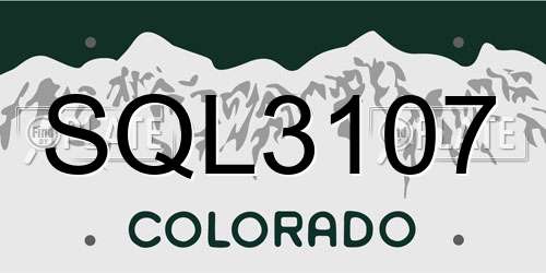SQL3107 Colorado License Plate