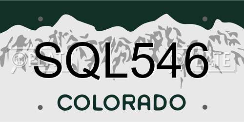 SQL546 Colorado License Plate