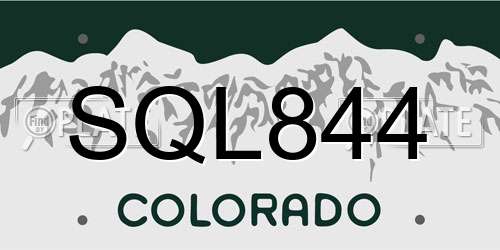 SQL844 Colorado License Plate
