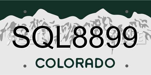 SQL8899 Colorado License Plate