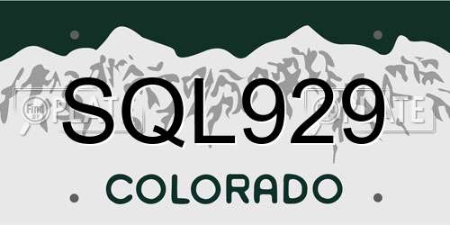 SQL929 Colorado License Plate