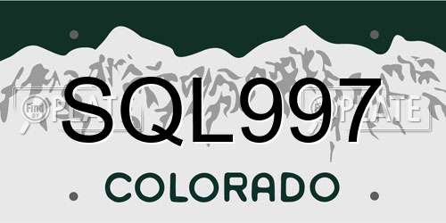 SQL997 Colorado License Plate