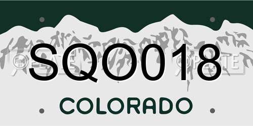 SQO018 Colorado License Plate