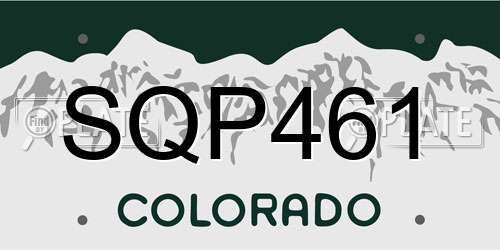 SQP461 Colorado License Plate