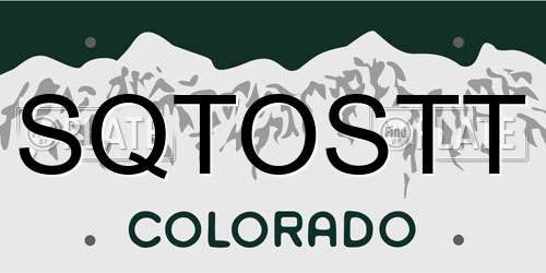 SQTOSTT Colorado License Plate