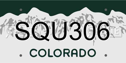 SQU306 Colorado License Plate