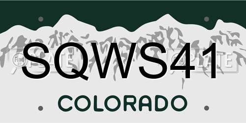 SQWS41 Colorado License Plate