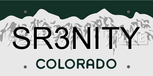SR3NITY Colorado License Plate