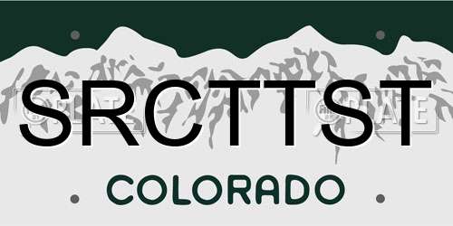 SRCTTST Colorado License Plate