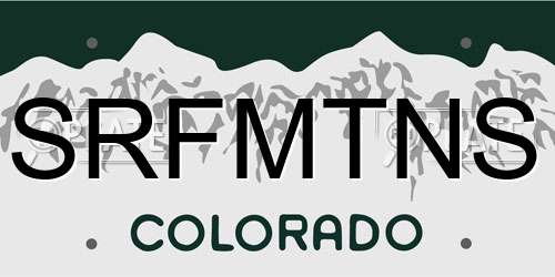 SRFMTNS Colorado License Plate