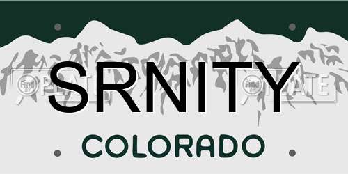SRNITY Colorado License Plate