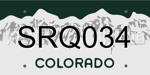 SRQ034 Colorado License Plate