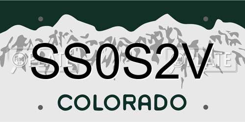 SS0S2V Colorado License Plate