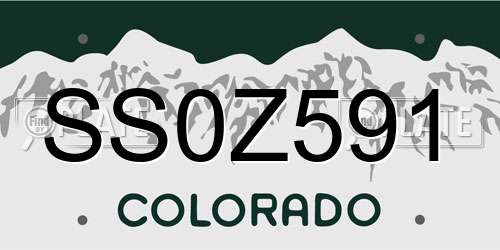 SS0Z591 Colorado License Plate