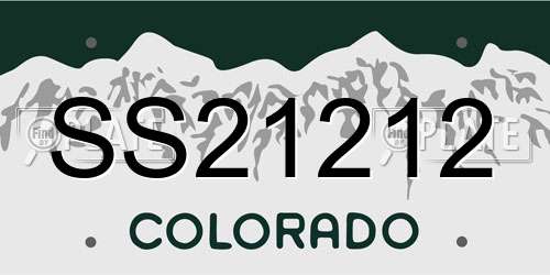 SS21212 Colorado License Plate