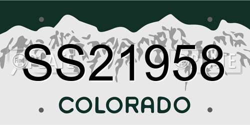 SS21958 Colorado License Plate