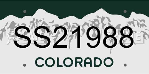 SS21988 Colorado License Plate