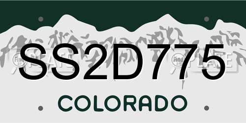 SS2D775 Colorado License Plate