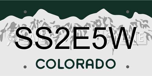 SS2E5W Colorado License Plate
