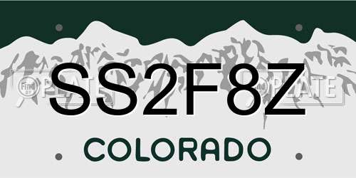 SS2F8Z Colorado License Plate