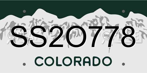 SS2O778 Colorado License Plate