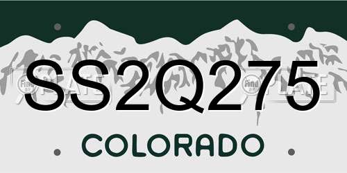SS2Q275 Colorado License Plate