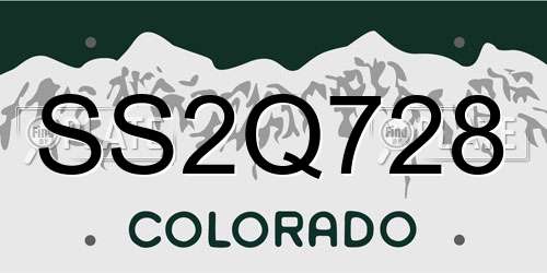 SS2Q728 Colorado License Plate