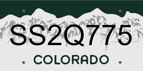 SS2Q775 Colorado License Plate