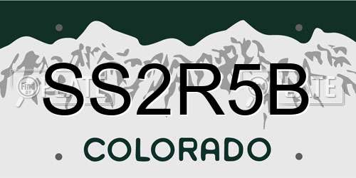 SS2R5B Colorado License Plate