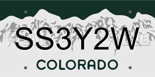 SS3Y2W Colorado License Plate