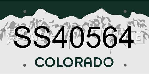 SS40564 Colorado License Plate