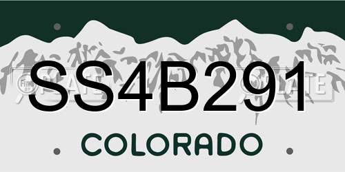 SS4B291 Colorado License Plate