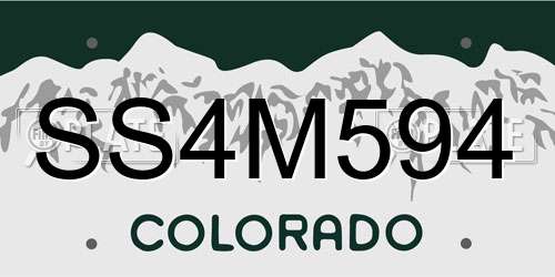 SS4M594 Colorado License Plate