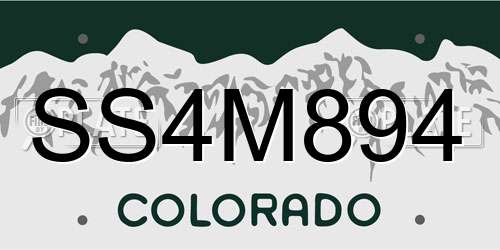 SS4M894 Colorado License Plate