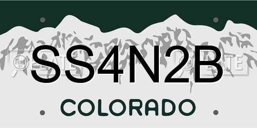 SS4N2B Colorado License Plate