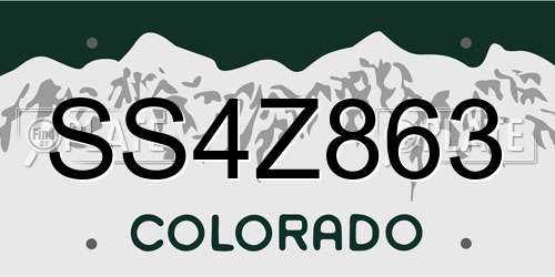 SS4Z863 Colorado License Plate