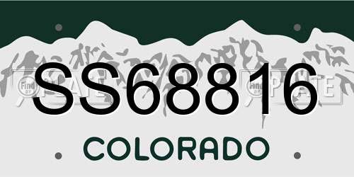 SS68816 Colorado License Plate