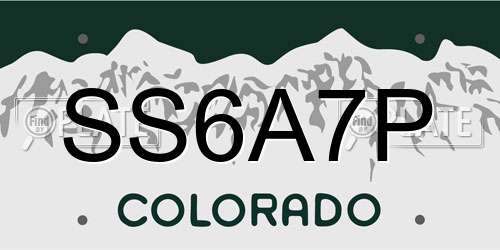 SS6A7P Colorado License Plate