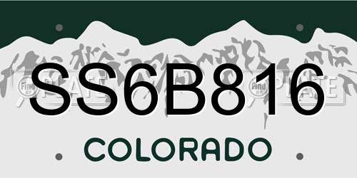 SS6B816 Colorado License Plate
