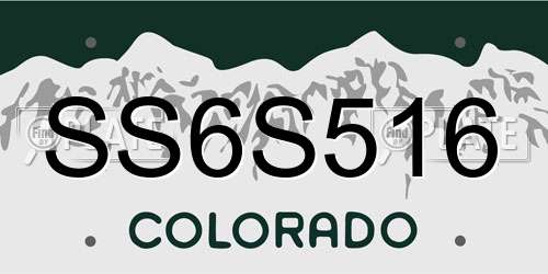 SS6S516 Colorado License Plate