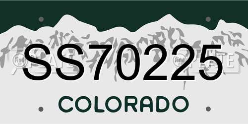 SS70225 Colorado License Plate