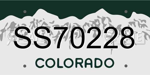 SS70228 Colorado License Plate