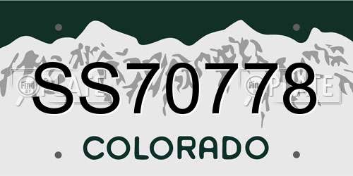 SS70778 Colorado License Plate